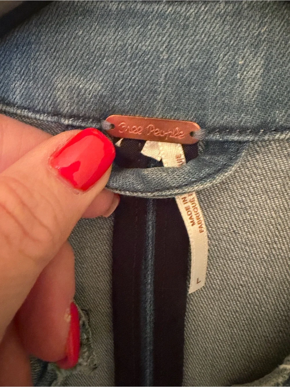 Vintage Free People Light Blue Military-Style Denim Jacket with Gold Buttons - Picture 4 of 10